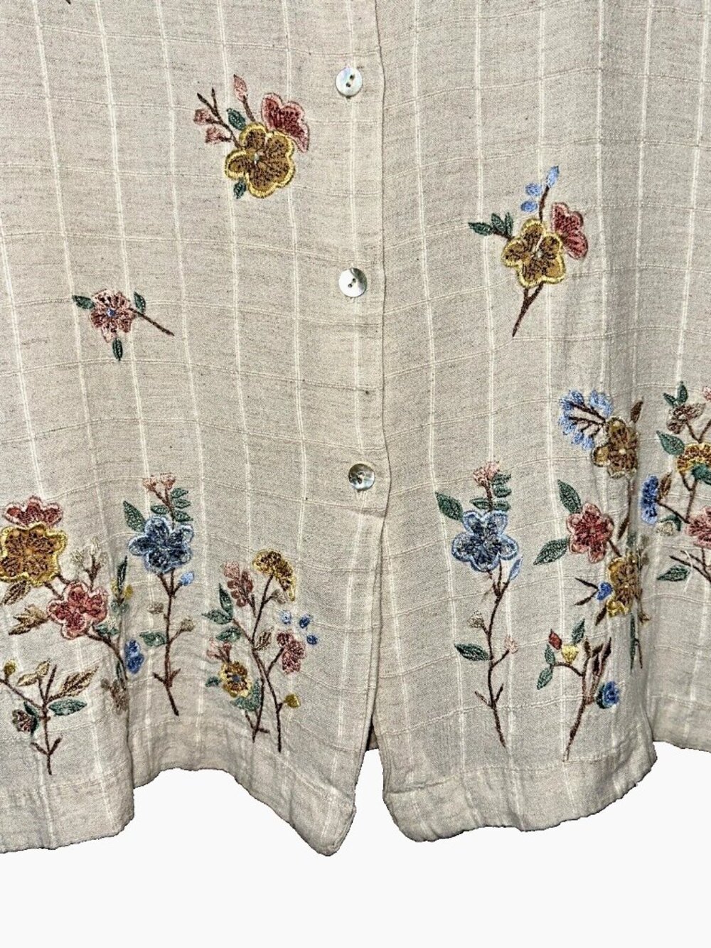 Vintage 90s Casey & Max Floral Beaded Shirt Size L Cottagecore Boho India-Made - Picture 4 of 7